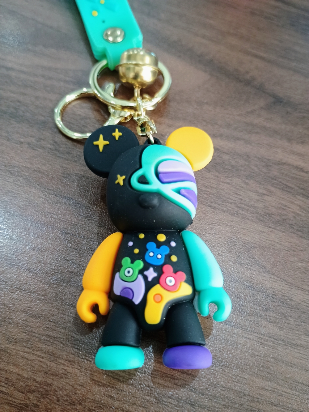 Multicolor Space Bear Silicone Keychain Card Holder